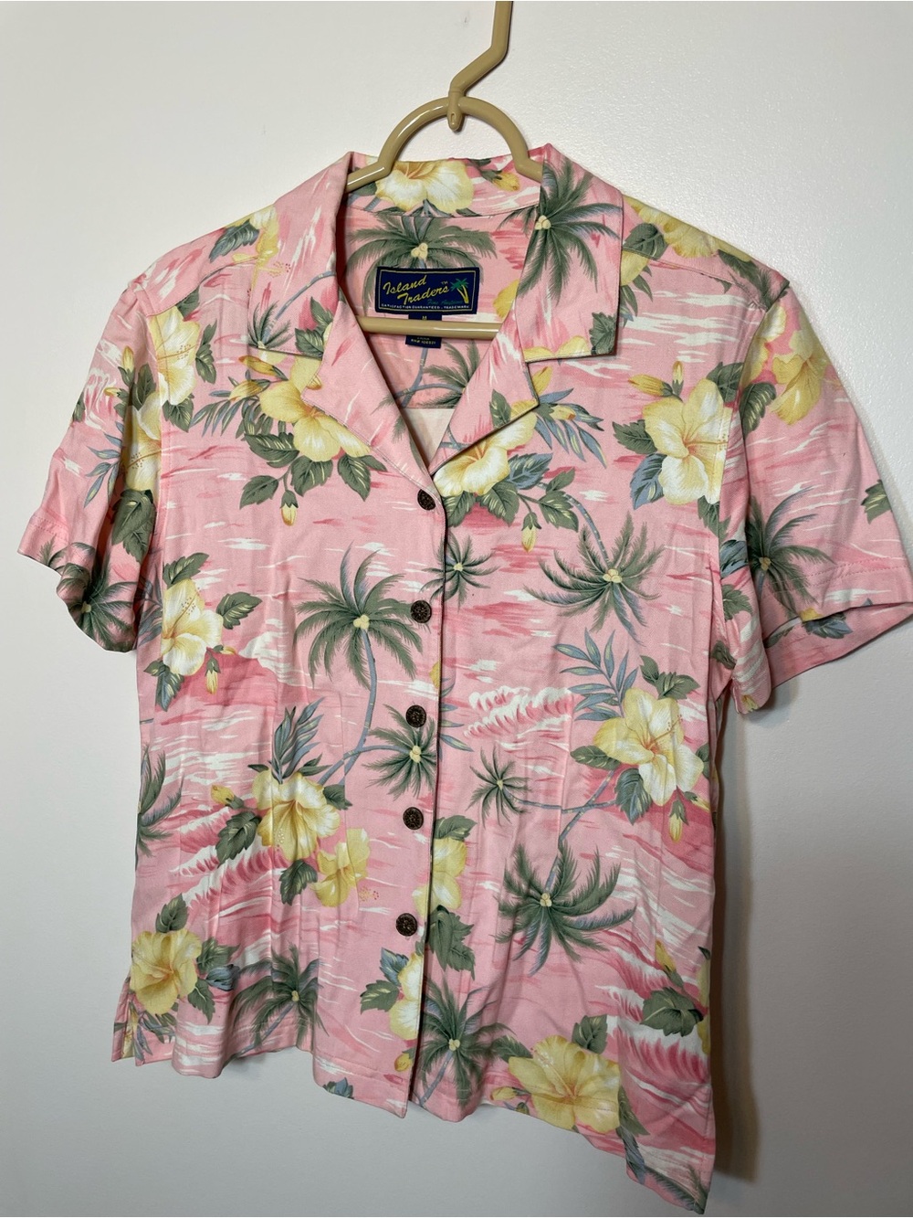 Island Traders Pink Floral Camp-Collar Shirt